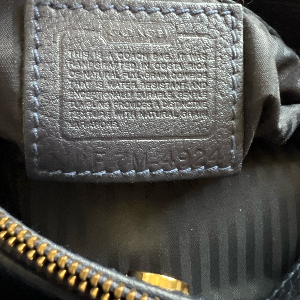 COACH Vintage Sonoma Pocket Zip Crossbody Bag in Navy Blue Pebbled Leather - Picture 9 of 11